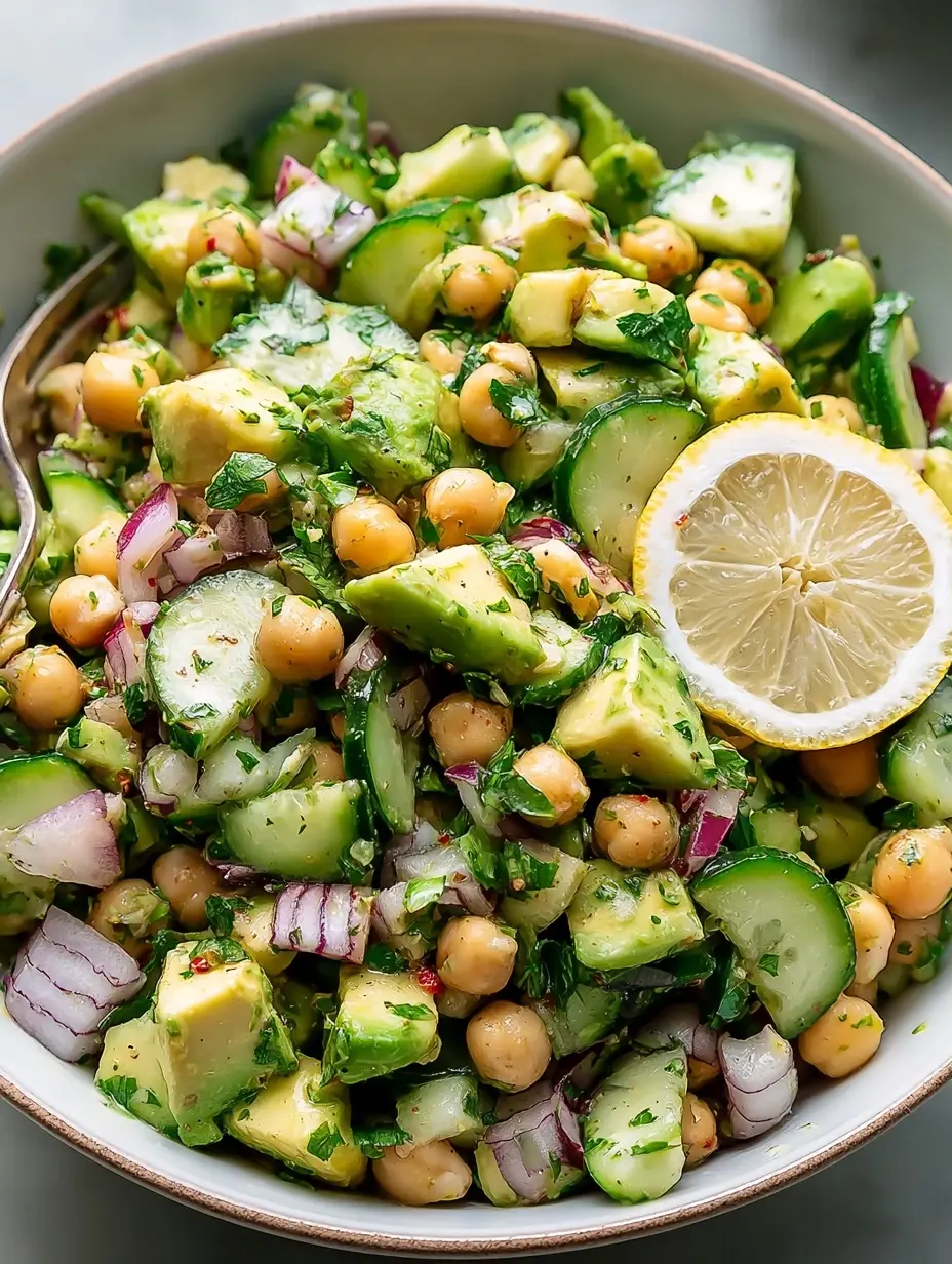 Easy Chickpea Avocado Salad with Lemon Dressing