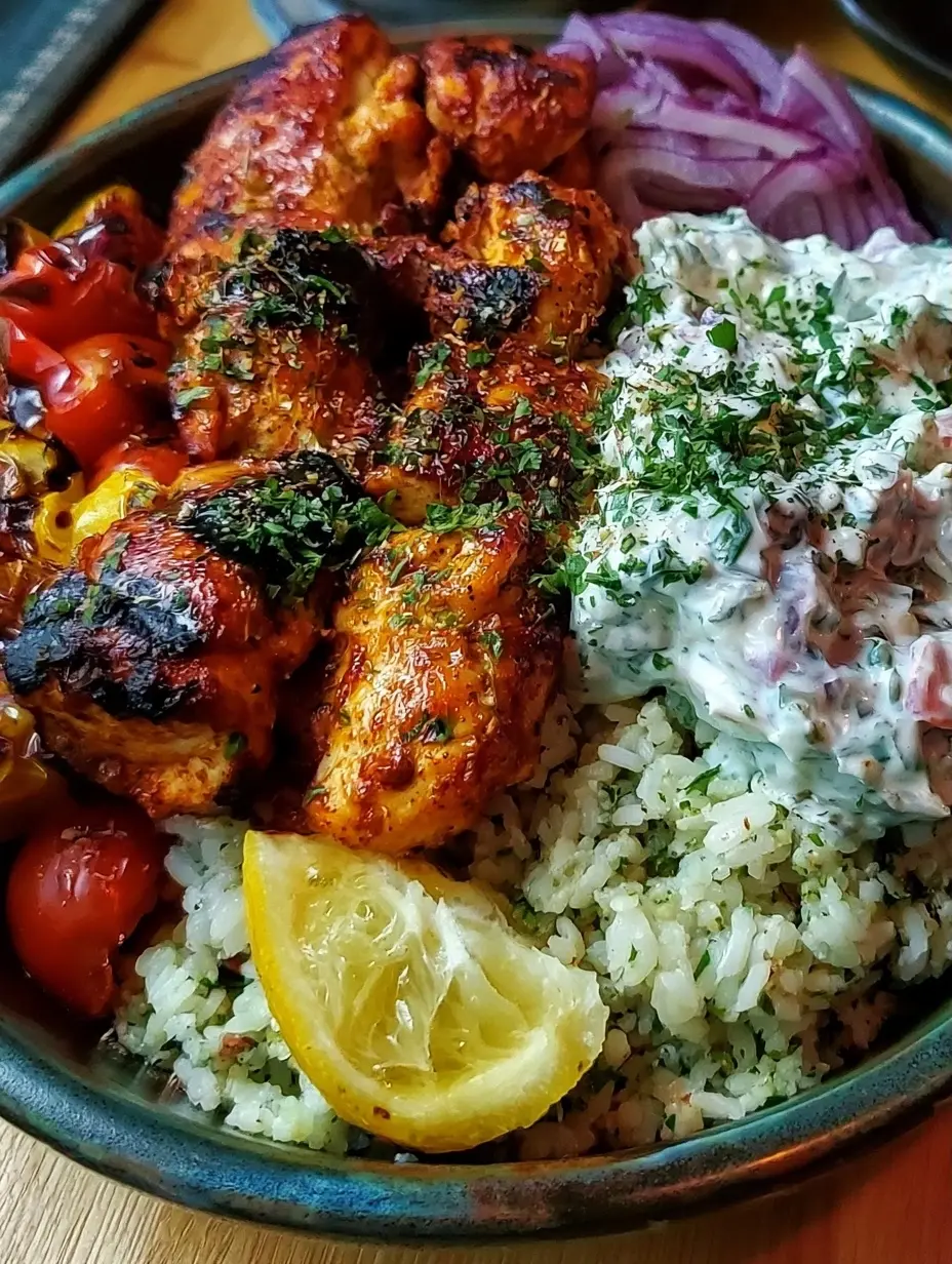 Greek Chicken Souvlaki Bowl with Tzatziki