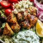 Low Carb High Protein Mediterranean Lemon Dill Chicken Bowl