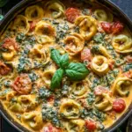 One Pot Creamy Spinach Tomato Tortellini (30-Minutes)