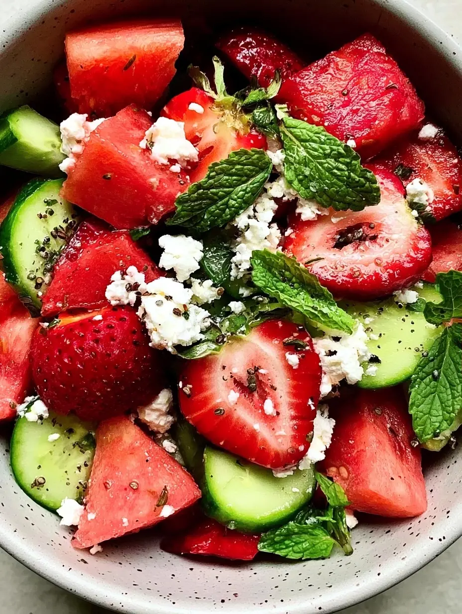 Strawberry, Watermelon, Feta & Mint Cucumber Salad