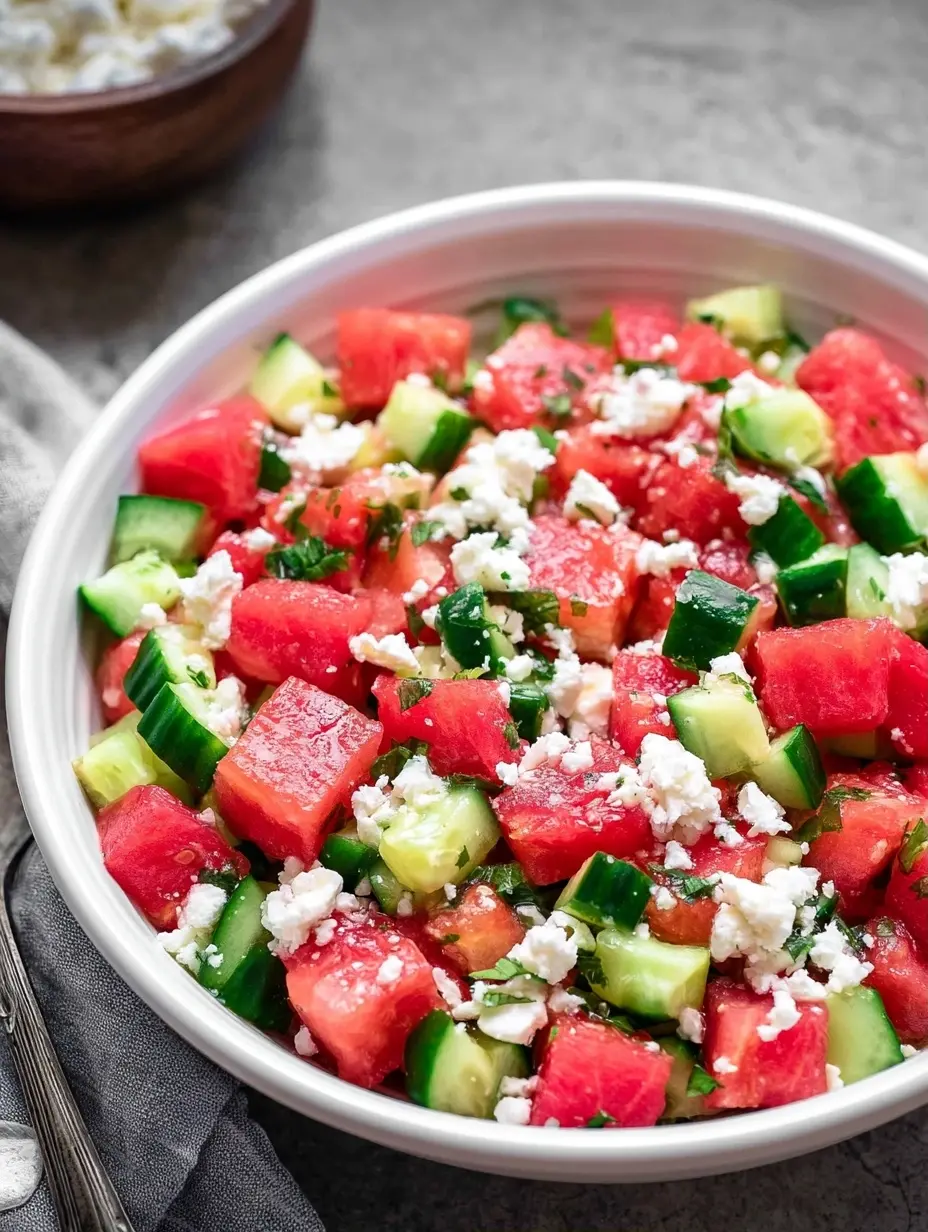 Watermelon Salad with Cucumber and Feta
